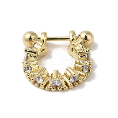 Rack Plating Brass Pave Clear Cubic Zirconia Nose Studs for Women Men EJEW-C097-23D-G-1
