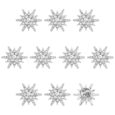 10Pcs Alloy Rhinestone Lapel Pin Backs for Backpack Clothes JEWB-HY0001-63P-1