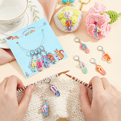 12Pcs 12 Colors Handmade Polymer Clay Sandy Beach Shoe Locking Stitch Marker HJEW-PH01561-1
