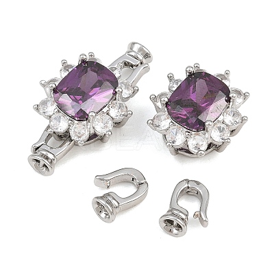 Brass Pave Cubic Zirconia Fold Over Clasps CU-CBAA6E8-09P-1