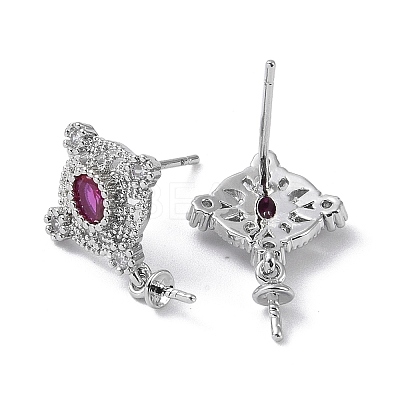 Brass Cubic Zirconia Rhombus Stud Earring Findings LS-KK-B087-04P-1-1