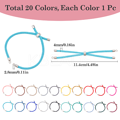 20Pcs 20 Colors Nylon Twisted Cord Bracelet MAK-SC0001-23-1
