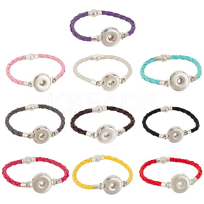 10Pcs 10 Colors PU Imitation Leather Braided Bracelet Makings FIND-PH0010-84-1