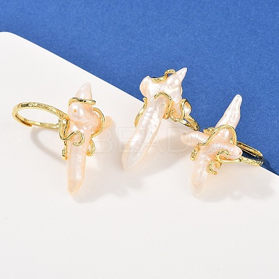 Cross Natural Pearl Finger Rings RJEW-K286-08G-1