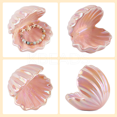 Shell Shape Porcelain Jewelry Plate AJEW-WH20080-08B-1