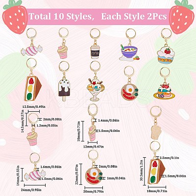 Food Theme Alloy Enamel Pendant Locking Stitch Markers HJEW-SC00018-1