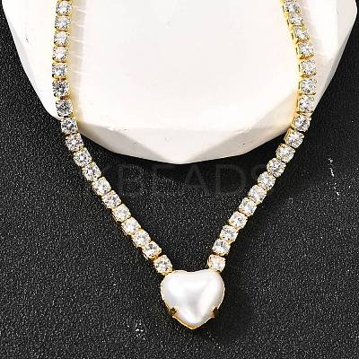 Brass Pave Clear Cubic Zirconia Tennis Necklaces NJEW-K287-02G-1