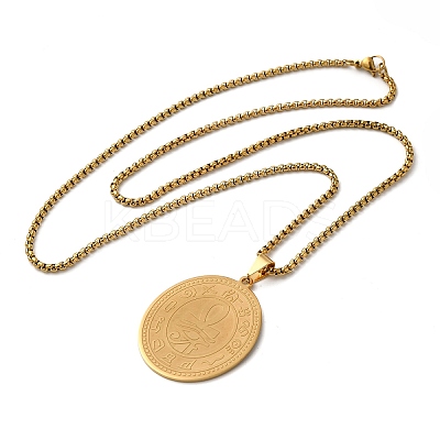 Oval 201 Stainless Steel Ankh Cross Eye Of Horus Egypt Religion Pendant Necklaces for Women and Men LS-NJEW-F324-05G-1
