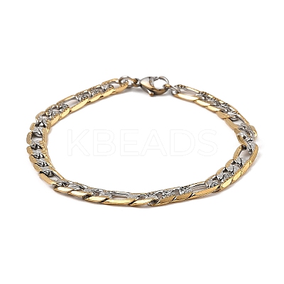 Two Tone PVD Vacuum Plating 304 Stainless Steel Cuban Link Chain Bracelets BJEW-K231-02GP-1