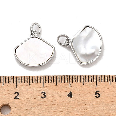 Brass Pave Shell Shell Shape Charms with Jump Ring KK-K365-08D-P-1