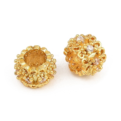Brass Micro Pave Clear Cubic Zirconia European Beads CU-CBA6A75-16G-1