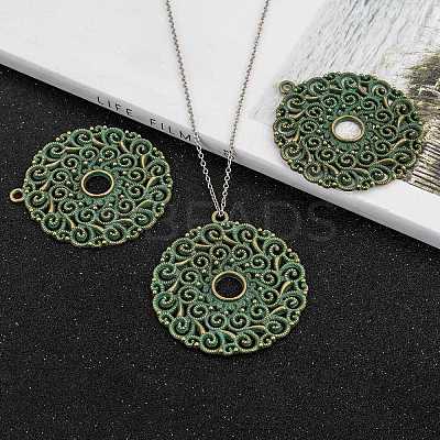 Flat Round Zinc Alloy Big Pendant LS-PALLOY-R065-110-FF-1
