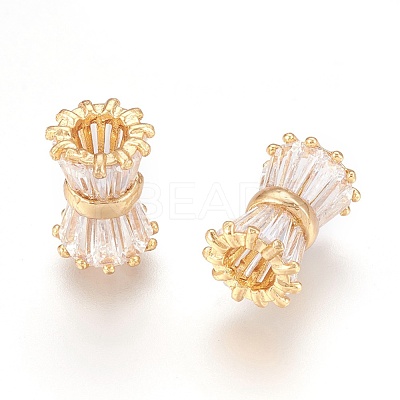 Brass Clear Cubic Zirconia European Beads KK-G348-01-1