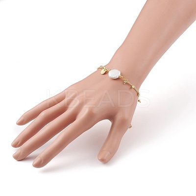 Natural Baroque Pearl Keshi Pearl Link Bracelets BJEW-JB05803-04-1