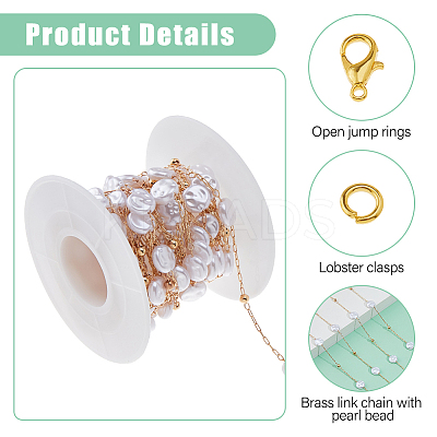 DIY Brass ABS Imitation Pearl Bead Handmade Chains Necklaces Making Kits DIY-HS0001-65D-1