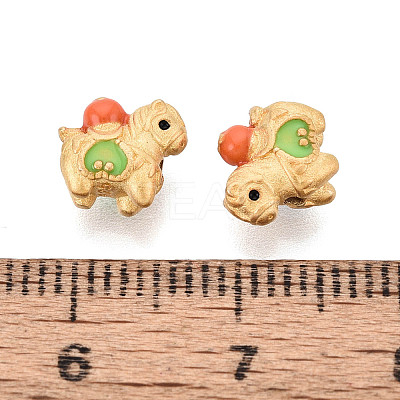 925 Sterling Silver Lawn Green Enamel Beads STER-T008-64G-1