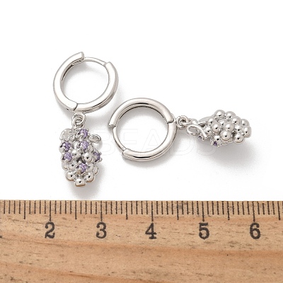 Brass Cubic Zirconia Hoop Earrings EJEW-Q015-02P-D-1