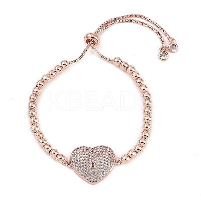 Rack Plating Brass Micro Pave Cubic Zirconia Silder Bracelets BJEW-P341-03RG-1