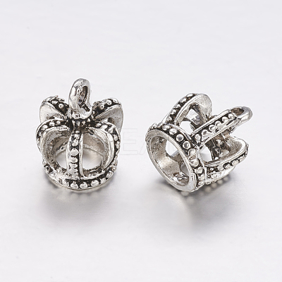 Tibetan Style Alloy 3D Crown Charms X-TIBEP-3584-AS-RS-1