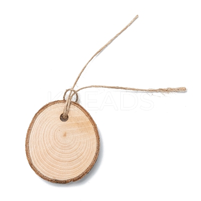Flat Round Wood Big Pendant Decorations WOOD-F010-01-1