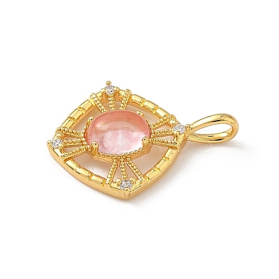 Brass Micro Pave Cubic Zirconia Pendants KK-F905-17G-1