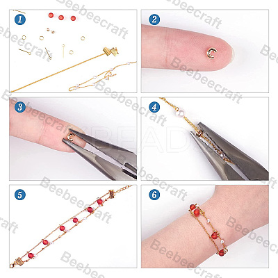 120Pcs 4 Style Brass Crimp Beads Covers KK-BBC0004-51-1