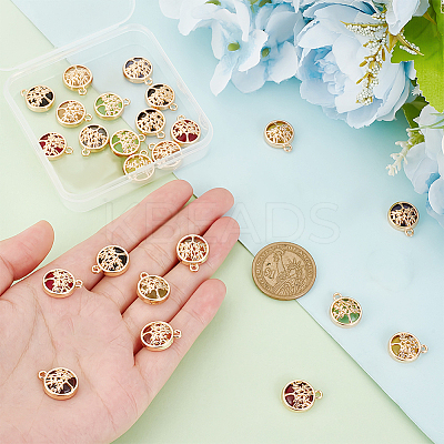24Pcs 6 Colors Glass Connector Charms GLAA-PH0002-56LG-1
