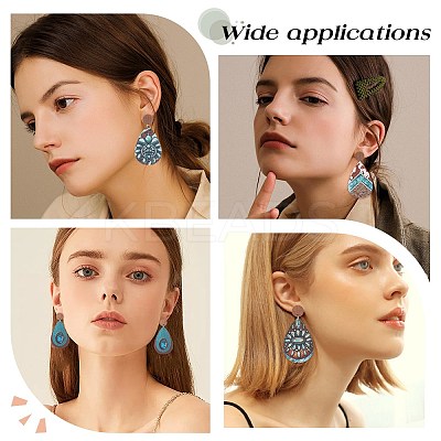 8 Pairs 8 Styles Teardrop PU Imitation Leather Dangle Stud Earring EJEW-SC0001-38-1