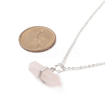 Natural Rose Quartz Geometry Pendant Necklace NJEW-JN04239-05-1