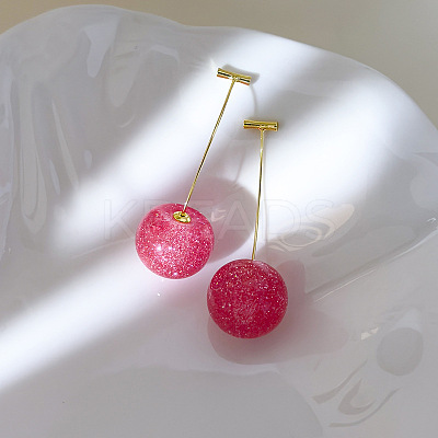 Zinc Alloy Resin Cherry Stud Earrings ZW7024-1-1