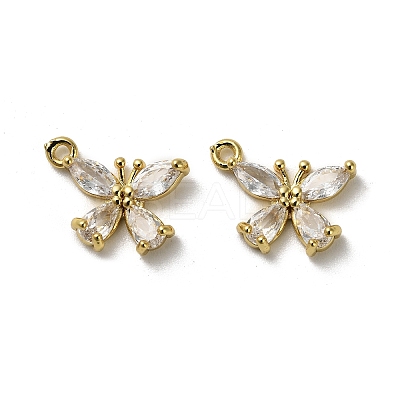 Brass Micro Pave Cubic Zirconia Charms KK-B142-36G-1