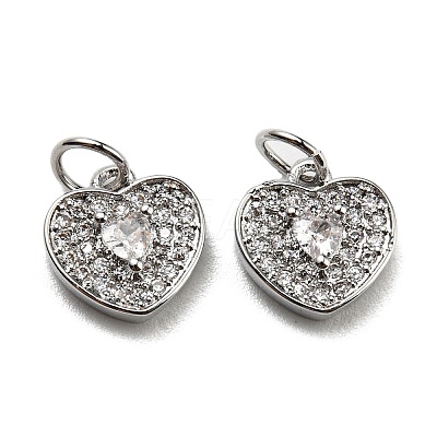 Brass Micro Pave Clear Cubic Zirconia Charms KK-G472-01P-1