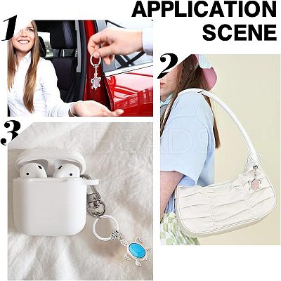 3Pcs 3 Style Natural & Synthetic Stone Keychain KEYC-OC0001-22-1