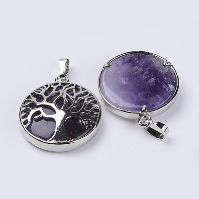 Natural Amethyst Pendants G-P350-D01-1