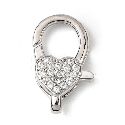 Brass Clear Cubic Zirconia Lobster Claw Clasps KK-Z078-46A-P-1