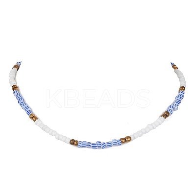 Glass Seed Beaded Necklace for Women NJEW-JN04393-1