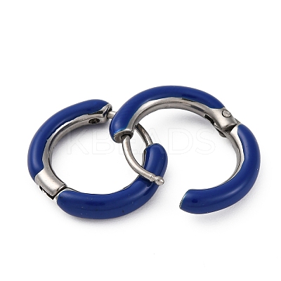 Two Tone 304 Stainless Steel Chunky Huggie Hoop Earrings with Enamel for Women EJEW-C043-11-12P-1
