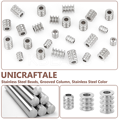 42Pcs 3 Style 303 Stainless Steel Beads STAS-UN0055-45-1