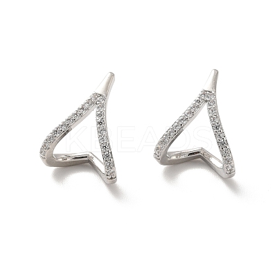 Clear Cubic Zirconia Twist Heart Stud Earrings EJEW-K093-17P-1