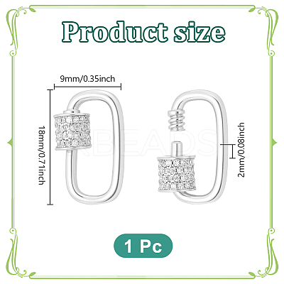 1Pc S925 Sterling Silver Screw Carabiner Lock Charms STER-NB0001-23P-1