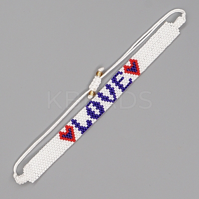 Friendship Word LOVE Loom Pattern MIYUKI Seed Beads Bracelets for Women BJEW-C011-28-1
