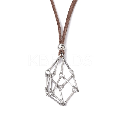 Crystal Holder Cage Necklace NJEW-JN04587-02-1