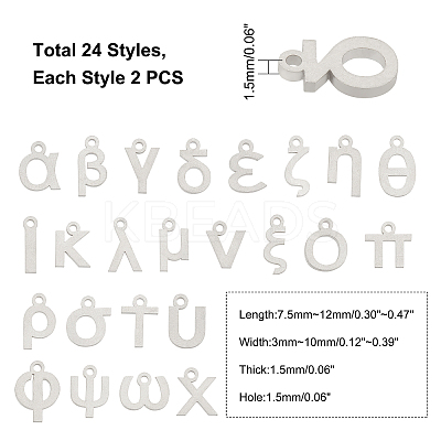 48Pcs 24 Styles 304 Stainless Steel Pendants STAS-UN0023-47-1