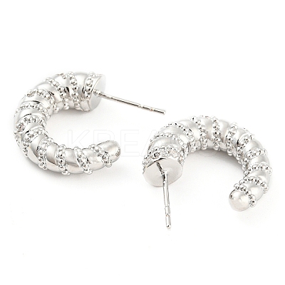 Rack Plating Brass Cubic Zirconia Horn Stud Earrings EJEW-K245-31P-1