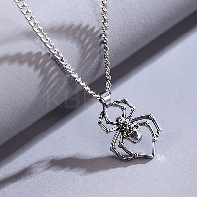 Halloween Skull Spider Stainless Steel Pendant Twisted Chain Necklaces WGFDFDE-01-1