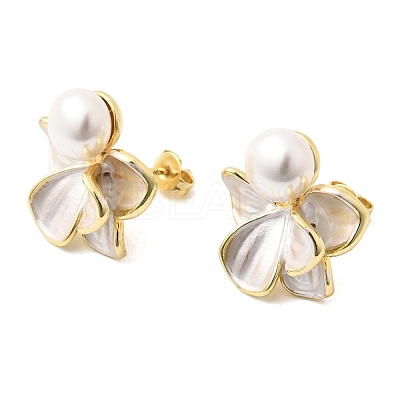 Brass Enamel Stud Earrings KK-CBAB173-02C-G-1