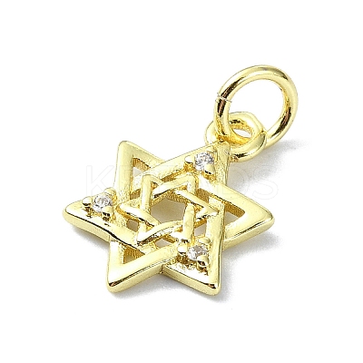 Brass Micro Pave Clear Cubic Zirconia Charms KK-H475-59G-02-1