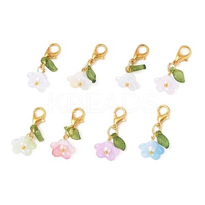 8Pcs 8 Colors Flower Acrylic Pendant Decorations HJEW-FS00034-04-1