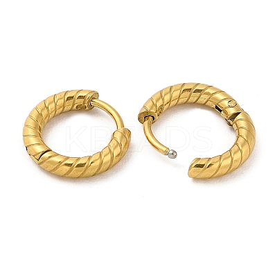 Ion Plating(IP) 304 Stainless Steel Twist Rope Huggie Hoop Earrings EJEW-G374-01A-G-1