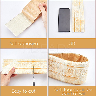 2Pcs Foam 3D Self-Adhesive Waterproof Wallpaper Border DIY-GF0010-19E-1